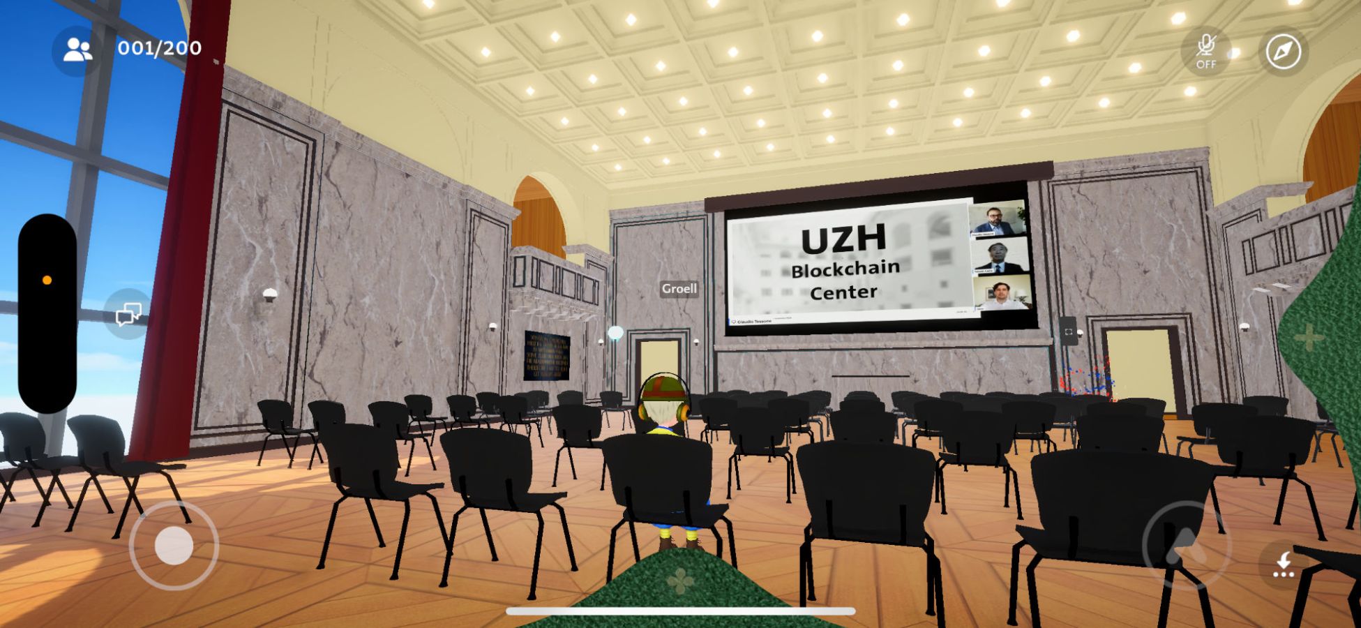 The main lecture hall, where virtual events take place.